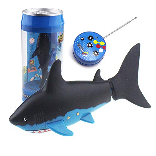 eMart Mini Remote Control Toy Electric RC Fish Boat Shark Swim in Water for Kids Gift - Black