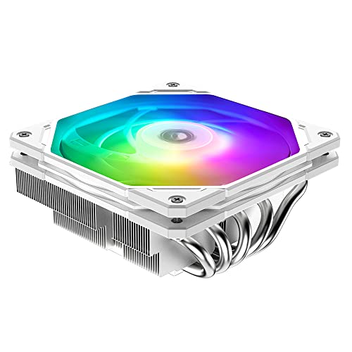 ID-COOLING IS-55 ARGB White CPU Cooler Low Profile 57mm Height CPU Air Cooler ARGB 5 Heatpipes 120x120x15mm Slim Fan, Desktop CPU Fan for Intel LGA1700/115X/1200; AMD AM4/AM5