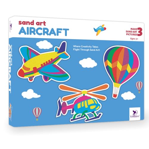 Toykraft Sand Art Kit, Toddler Craft for Kids 3 to 5, Peel and Stick Picture, Gift for Boys and Girls - Aircraft