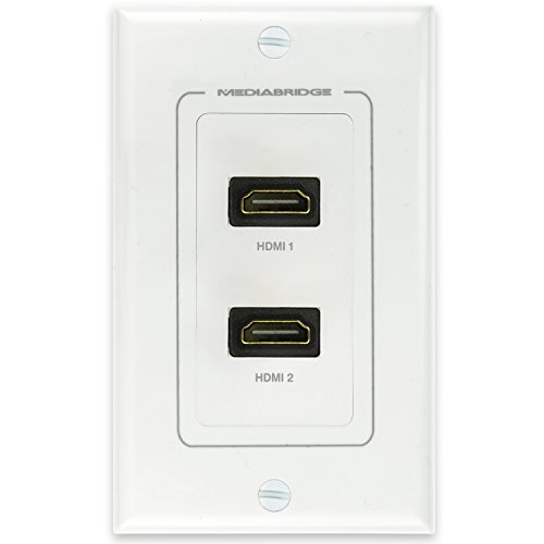 Mediabridge HDMI Wall Plate (2 Port) - Supports 4K, 3D, ARC - Free Low Voltage Metal Mounting Bracket (1-Gang) - 2-Piece Inset Wall Plate for 2 HDMI (Part# WP1-HDMIX2)