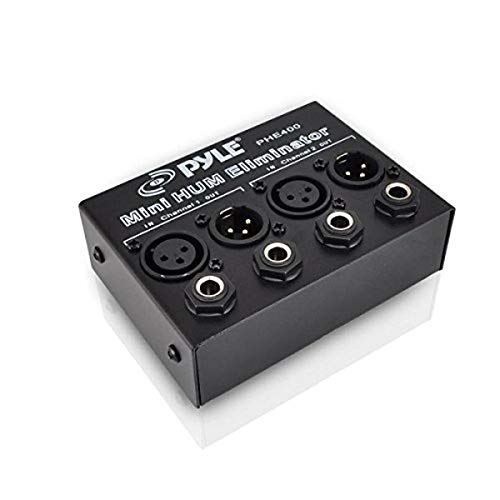 Pyle Compact Mini Hum Eliminator Box - 2 Channel Passive Ground Loop Isolator, Noise Filter,AC Buzz Destroyer, Hum Killer w/ 1/4' TRS Phone,XLR Input/Output, Uses 1:1 Isolation Transformer