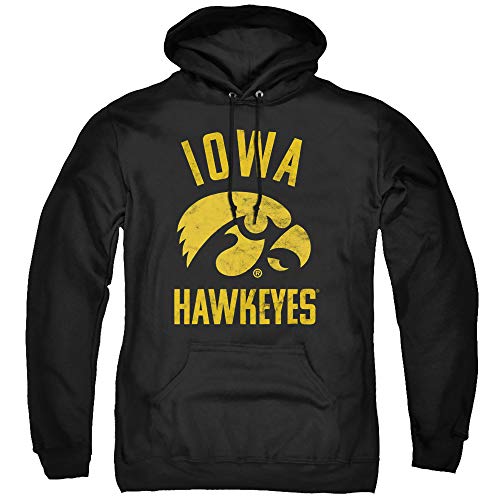University of Iowa Official Hawkeyes Logo Unisex Adult Pull-Over Hoodie ,Black, Medium