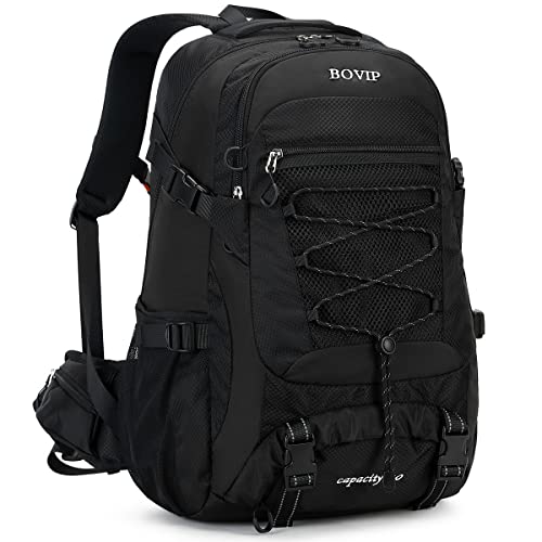 BOVIP 40L Hiking Backpack Waterproof Lightweight Daypack Travel Sports Camping Backpack for Men Women Black