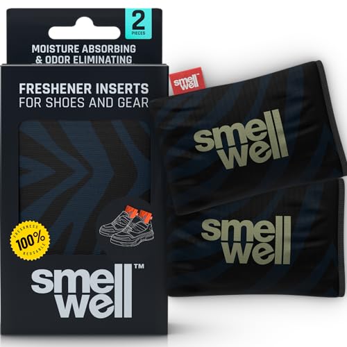 SmellWell - Scented Shoe Deodorizer Inserts - Odor Eliminators - Activated Bamboo Charcoal + Minerals - Natural Freshenes for shoes, bags, gloves - 2 x 1.8oz Original Size Black Zebra