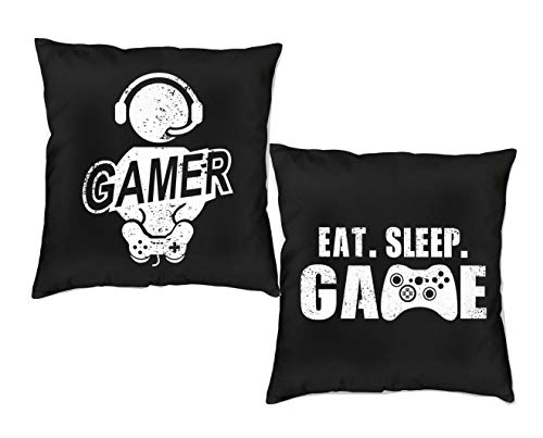 DZGlobal Gamer Pillow Covers Gifts for Gamers Men Teen Boys Girls Boyfriend Gaming Room Decor Christmas Ideas Valentines Day Video Game Pillow Case 18 x 18 Set of 2