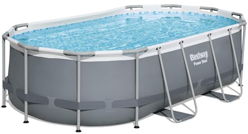 Bestway Power Steel 14' x 8'2' x 39.5' Oval Above Ground Pool Set | Includes 530gal Filter Pump, Ladder, ChemConnect Dispener