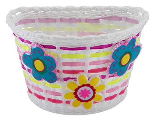 Schwinn Bike Basket for Kids With Light-Up Flowers, Front Handlebar, Bicycle Accessories for Boys and Girls, Fits Most Bikes