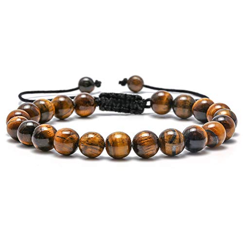 M MOOHAM Unique Gifts for Men Bracelets - Tiger Eye Bracelet Men Gifts for Men Unqiue Beaded Bracelets for Men Gifts for Teen Boys