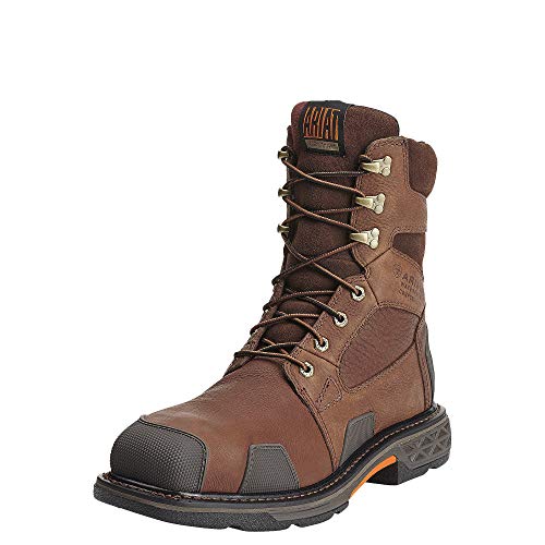 Ariat Mens OverDrive 8' Wide Square Toe Waterproof Composite Toe Work Boot Chestnut Brown 9 Wide