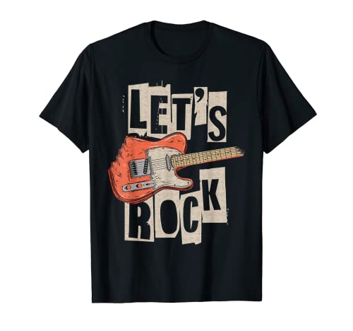 Let's Rock Electric Guitar Music Lover Band Guitarist Retro T-Shirt
