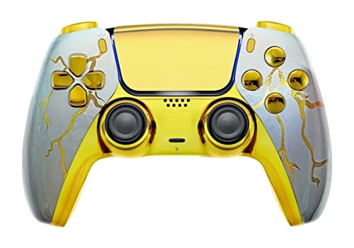 MODDEDZONE Wireless Controller for PS5 with Exclusive and Unique Designs Compatible with PlayStation 5 - The Ideal Christmas Gift for Gaming Enthusiasts - Expertly Crafted in USA Gold Thunder