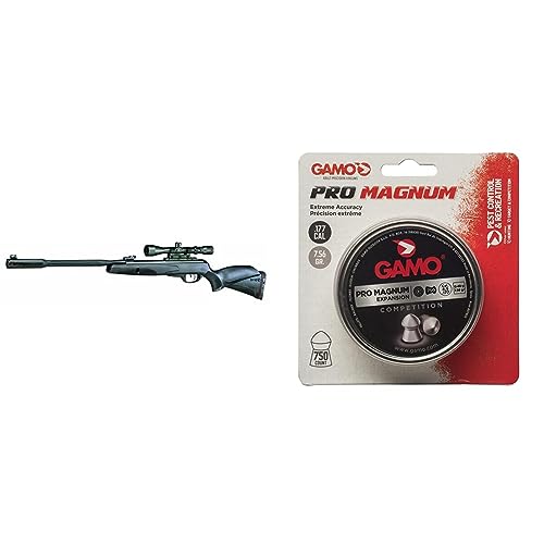 Gamo Whisper Fusion Mach 1 6110063254 Air Rifles .177 3-9x4 & Pro Magnum .177 Cal, 7.8 Grains, Pointed, 750ct