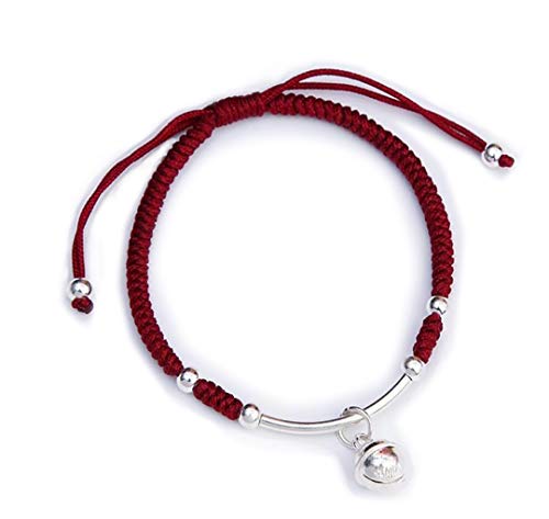 NUOGIC Real S925 Red Sterling Silver Bell Lucky Red Rope Bracelet for Women Gift