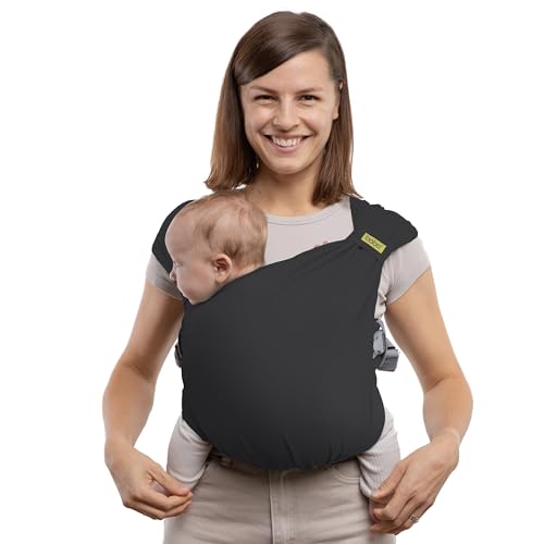 Boba Bliss Hybrid Baby Carrier Newborn to Toddler - 2-in-1 Baby Wrap & Baby Carrier - Pre-Wrapped Baby Sling Wrap Newborn - Certified Hip-Healthy - Soft & Stretchy Baby Sling- 7-35 lbs (Charcoal)