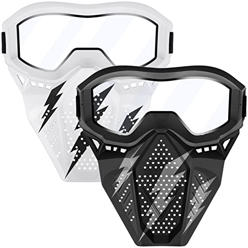 2 Pack Tactical Mask with Goggles Compatible with Nerf Rival, Apollo, Zeus, Khaos, Atlas, & Artemis Blasters Rival Mask, Adjustable Tactical Mask for Party Game