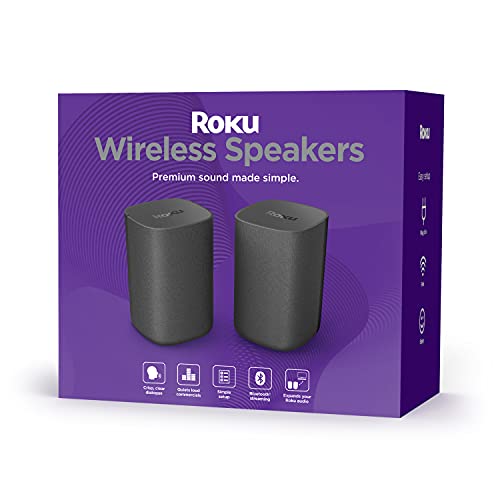 Roku Wireless Speakers (for Roku Streambars or Roku TV),Black 2 Count (Pack of 1)
