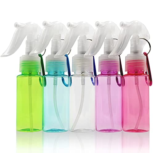 empty spray bottle for hand sanitizer, travel bottle with keychain ,small spray bottle, mini spray bottle, empty spray bottle with leak-proof and refillable, 5pcs（2oz/60ml）