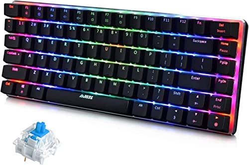 LexonElec RGB LED Backlit Wired Mechanical Gaming Keyboard,AK33 82 Keys Compact Metal Panel Computer Keyboard with 20 Lighting Effect Modes for Windows PC Gamers(RGB Black Switch)