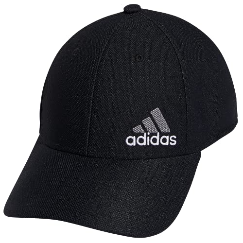adidas Men's Release 3 Structured Stretch Fit Cap, Black/White/Grey, Large-X-Large