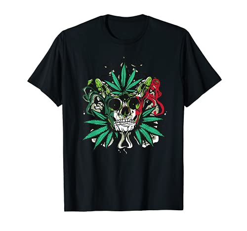 Mexico Marijuana Weed Skull Mexican Leaf Fumar Mota Culiacan T-Shirt