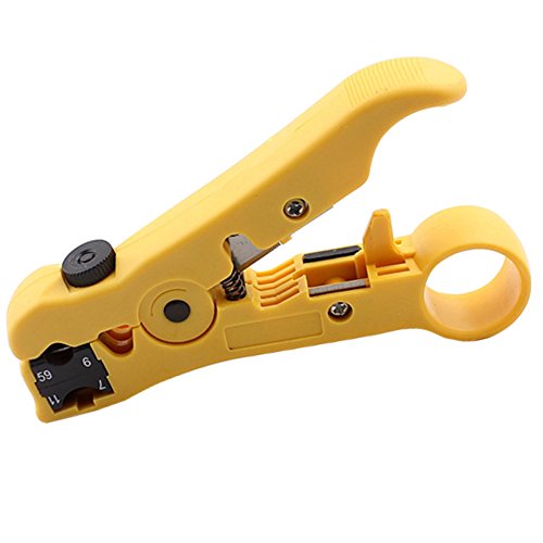 WESTONETEK Universal Cable Stripper Cutter for Flat or Round UTP Cat5 Cat6 Wire Coax Coaxial Stripping Tool