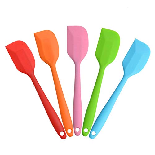 Hokisei Silicone Spatula Heat Resistant Small Rubber Spatulas Cooking Utensil Set Non-Stick Flexible Rubber Essential Cooking Gadget For Cake/Cream/Pastry/Butter/Batter Mixing/Cooking-(5 Pieces)