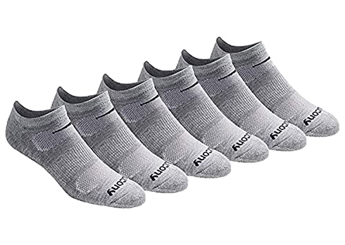 Saucony mens Multi-pack Mesh Ventilating Comfort Fit Performance No-show Socks, Grey Basic (6 Pairs), Shoe Size 8-12 US