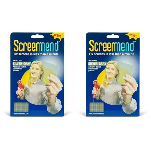 Screenmend 857101004549 Window Screen Repair Kit Screenment, 5' x 7' Patch, Silver-Gray (Pack of 2)