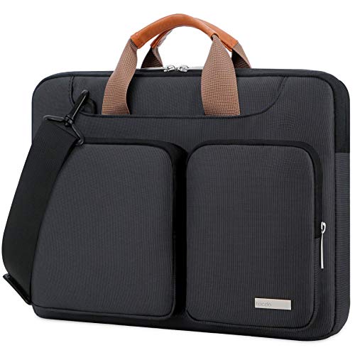 Lacdo 360° Protective Laptop Shoulder Bag, 14 inch Laptop Sleeve Case for 14 inch New MacBook Pro M3 Pro Max / M3 / M2 / M1 Pro Max A2992 A2918 A2779 A2442 2023-2021 Computer Messenger Bag, Black