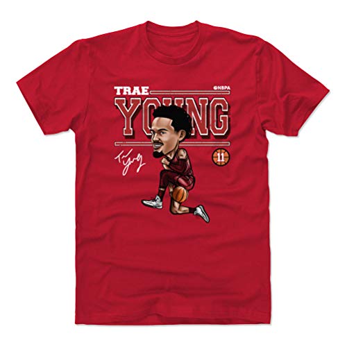 Trae Young Shirt (Cotton, Large, Red) - Trae Young Cartoon WHT