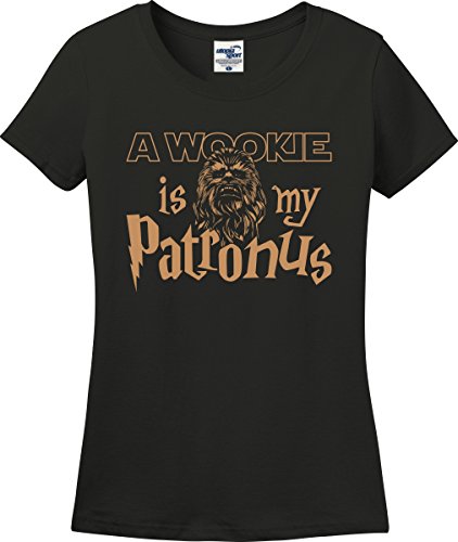 A Wookie is My Patronus Parody Missy Fit Ladies T-Shirt (S-3X) (XXX-Large, Black)