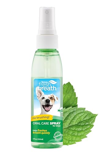 TropiClean Fresh Breath Spray for Dogs & Cats | Travel-Ready Dog Breath Freshener Spray | Made in the USA | 4 oz.