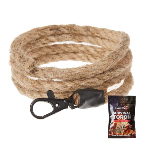 PREPARED4X Fire Starter Rope – 36” Waterproof, Wax-Infused Hemp Tinder Wick Refill – Fire Tinder for Emergency Kit, Survival Kits, Survival Tools