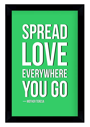 Inkdotpot Motivational Wall Art, Sprend Love Everywhere You Go-Mother Teresa 12x18-inch Inspirational Success Quotes Home/Office Gift Wall Decor Print, 1-Pack, With BLACK FRAME