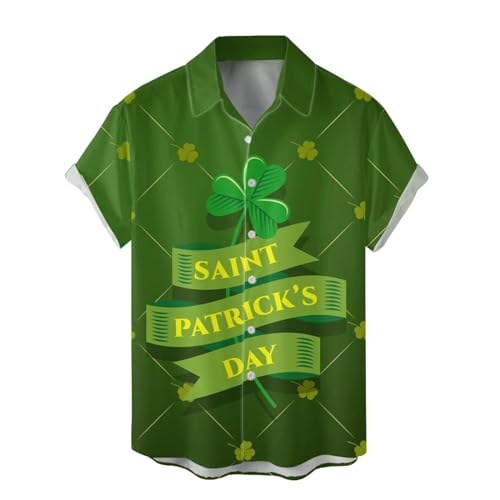 Deals Under 10 Dollars Funny St Patricks Day T Shirt for Men Casual Short Sleeve Irish Shamrock Print Button Down Shirts Graphic Tees Muscle Shirts for Men 3xlt Green 2X