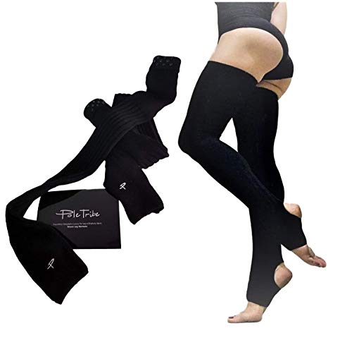 Pole Tribe High Thigh Leg Warmers for Women - Long, Thick Socks for Women - Ideal for Ballet, High Socks with Superior Comfort - Luxurious Black Thigh Highs Leg Warmers (Medium)