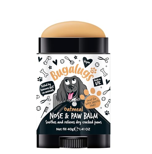 BUGALUGS Dog Paw Pad Balm & Dog Nose Balm 40 g (1.41oz) - Moisturizing Dog Paw Balm That Creates an Invisible Barrier That Protects and Heals Dry Cracked Paws - All-Natural Dog Paw Balm with Oatmeal