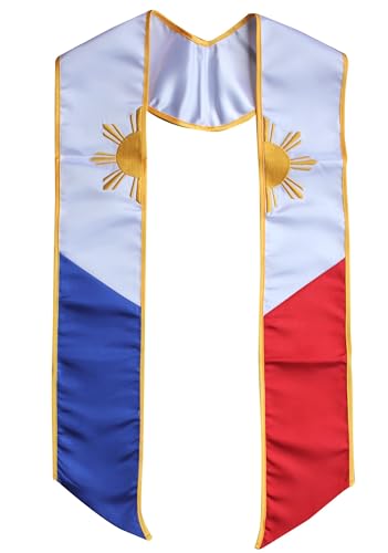 Del Mex Philippines Embroidered Graduation Flag Stole Sash Scarf Filipino Heritage Grad-with correct color placement