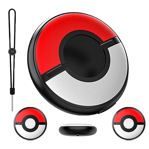 Protective Case with Soft Silicone Cover and Wrist Strap for Poke GO Plus +2023 Game Accessory (Black&Red)