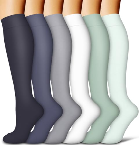 COOLOVER Copper Compression Socks for Women and Men(6 Pairs)-Best Support for Running, Athletic, Nursing, Travel