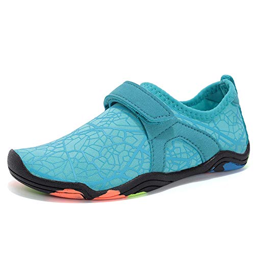 Boys & Girls Water Shoes Kids Lightweight Comfort Sole Easy Walking Athletic Slip on Aqua Sock(Toddler/Little Kid/Big Kid) DKSXM-W.Blue-29