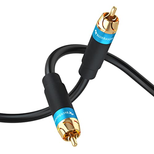 BlueRigger RCA Audio Subwoofer Cable (15FT, Dual Shielded, Gold Plated RCA to RCA Connectors) – for Subwoofer, Amplifier, Home Theater