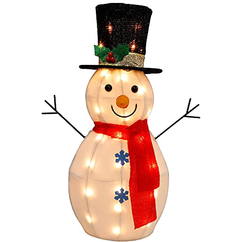 Lulu Home Christmas Yard Decoration, Pre-lit 3D Holiday Ornaments for Xmas Indoor Outdoor Lighted Display (Snowman)