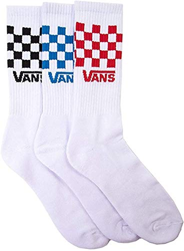 Vans | Classic Crew Socks - 3 Pair Pack - White/Multi-Color Checkers, Large (9.5-13)