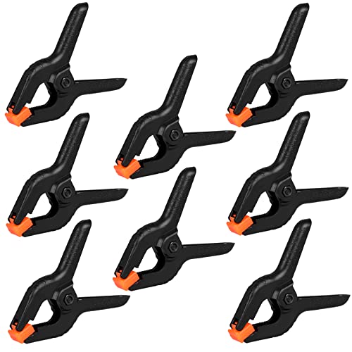 12 Pack Plastic Spring Clamps, 3.5inch Small Heavy Duty Clips for Crafts, Backdrop Stand, Woodworking, Photography Studios (Black)