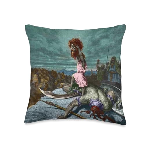 David And Goliath Dore Throw Pillow, 16x16, Multicolor