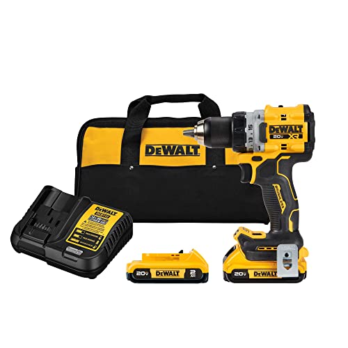 DEWALT 20V MAX XR Cordless Drill/Driver Kit, Brushless, Compact, with 2 Batteries and Charger (DCD800D2)