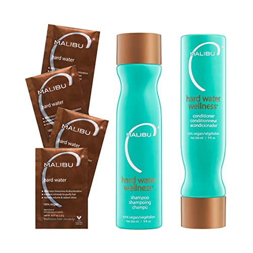 Malibu C Hard Water Wellness Collection - Hydrating Hair Care to Protect from Waterborne Elements - Removes Hard Water Deposits & Impurities from Hair