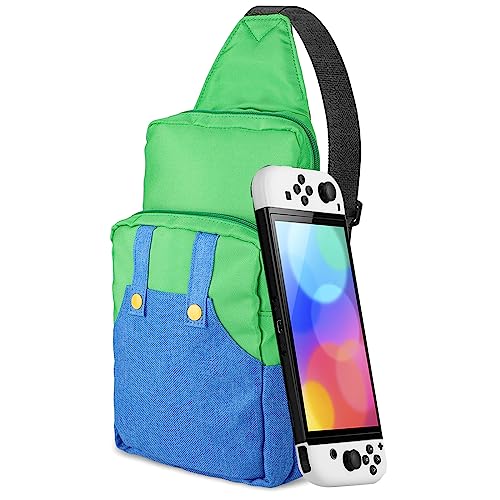 Cute Travel Bag for Nintendo Switch/Lite/OLED/Steam Deck, Small Sling Portable Waterproof Backpack Carrying Crossbody Shoulder Chest Gaming Bag Case for NS SD Console Dock Joy-Cons Accessories Storage