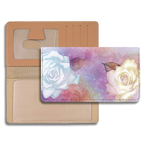 Watercolor Flowers Personal Leather Checkbook Cover for Top Tear Personal Checks